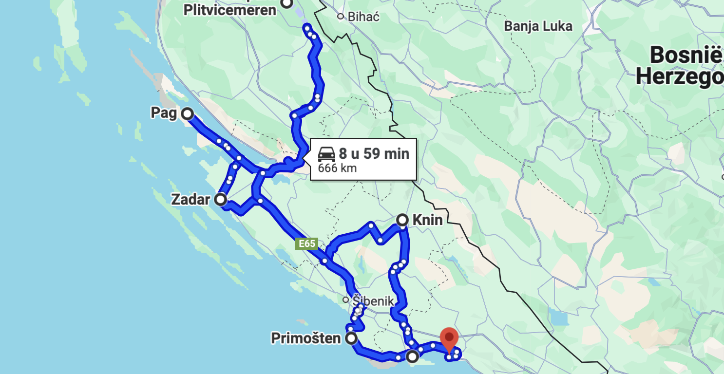 Croatia route on maps