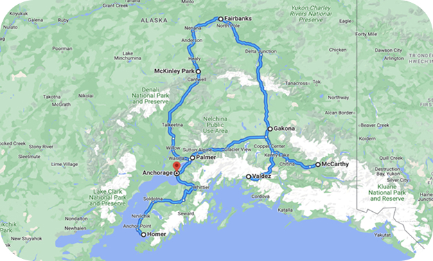 voorbeeldroute Alaska voorbeeldroute Alaska