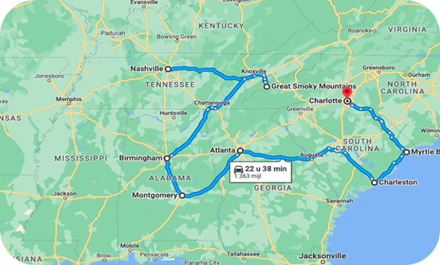 example itinerary Southern States USA example itinerary Southern States USA